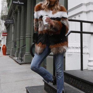 Type Alpha Genuine Fox Fur Jacket XS / S Extra Small Multi